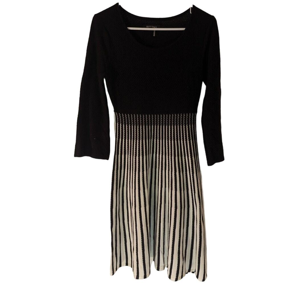 Ellen Tracy Women's Small Black & Ivory Pull Over Knit Sweater Dress NWOT Size S